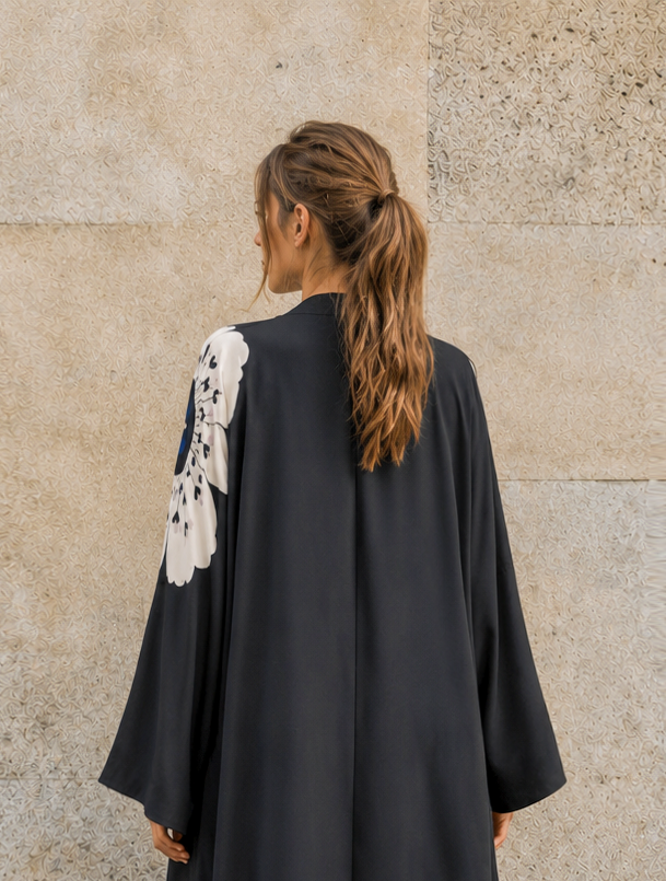 Big Flower Print Abaya