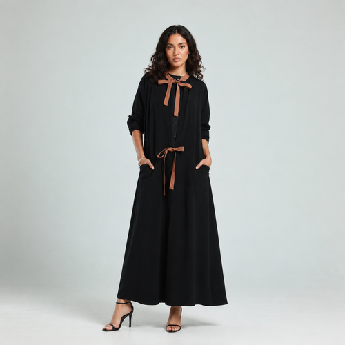 Contrast Oversized Abaya - Black