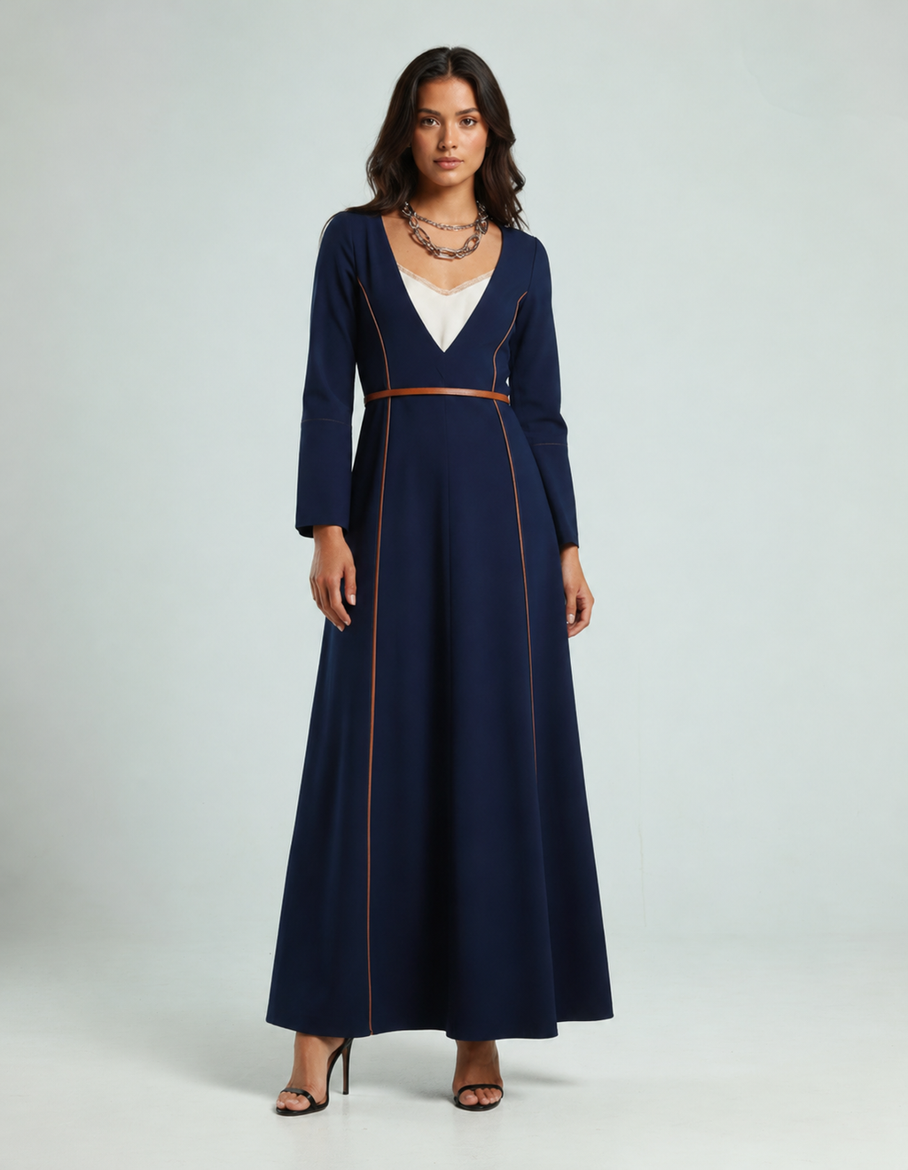V Neck Dress - Navy
