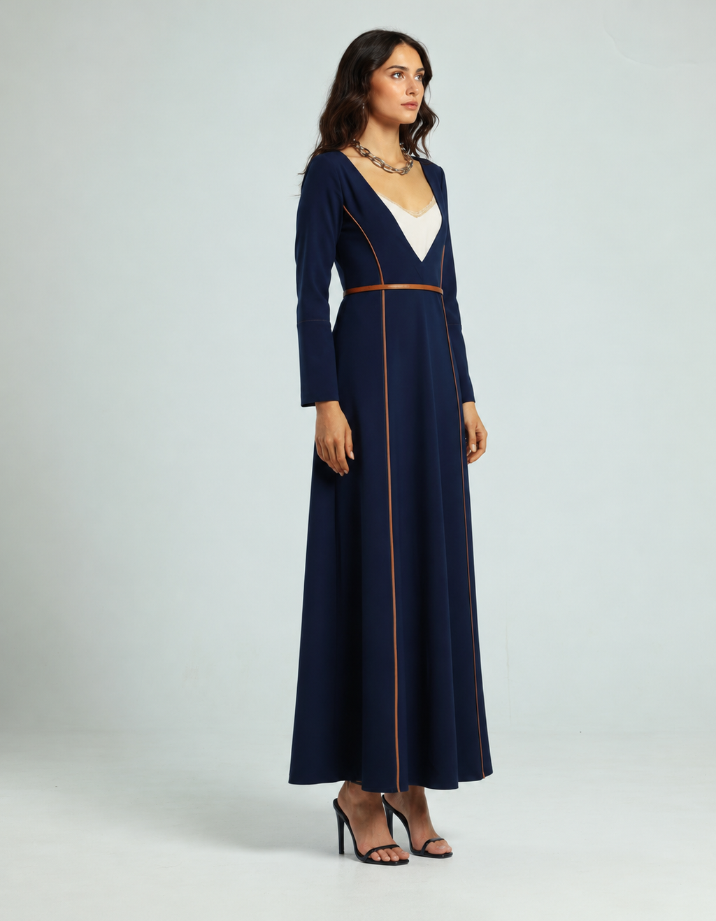 V Neck Dress - Navy