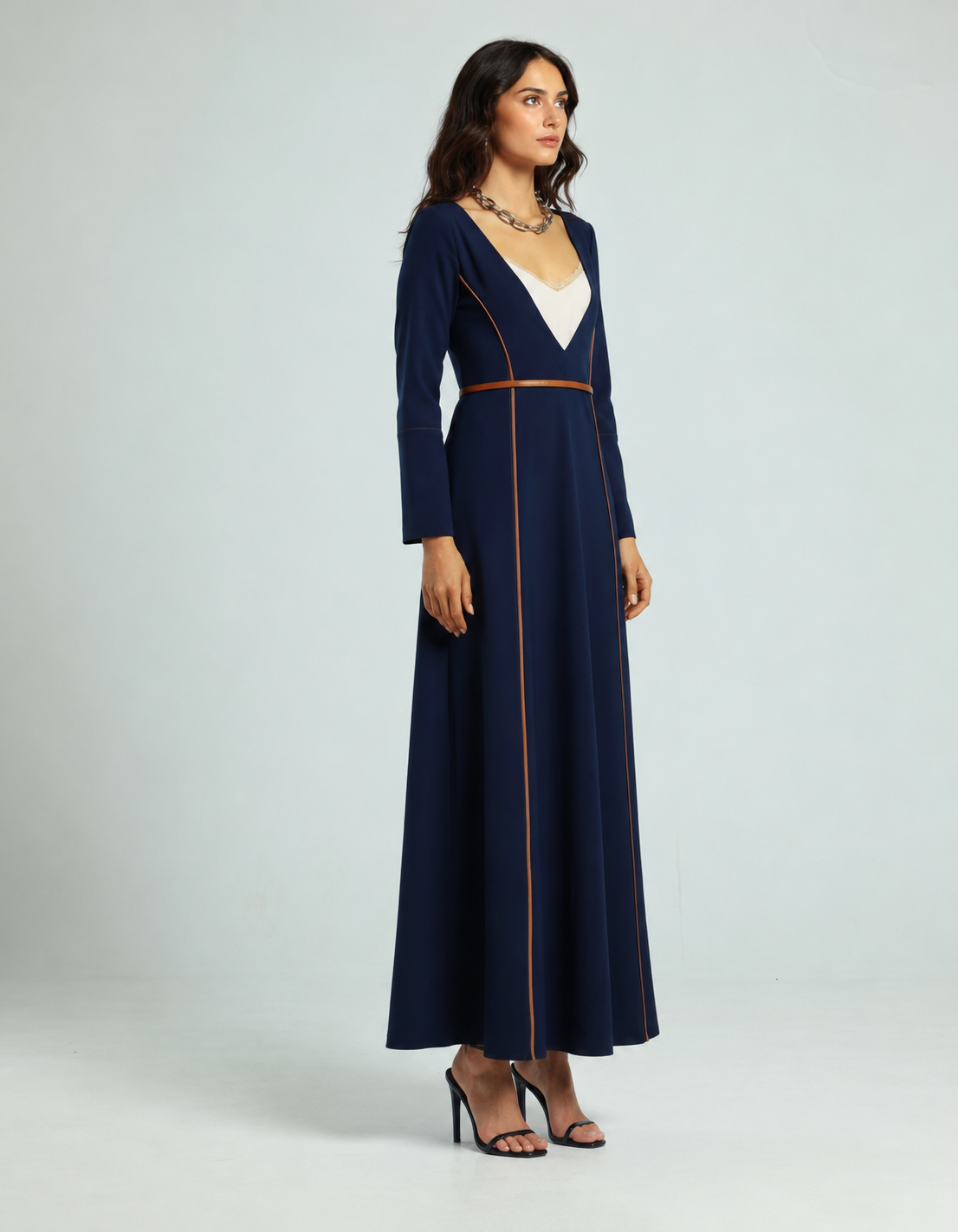 V Neck Dress - Navy