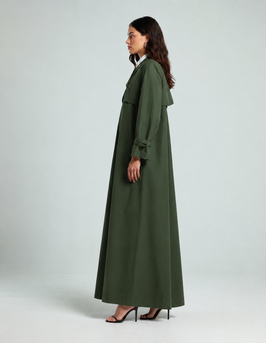 Trench Coat Abaya - Olive