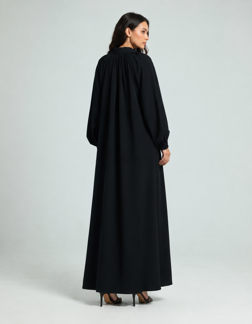 Oversized Crepe Coat Abaya - Black