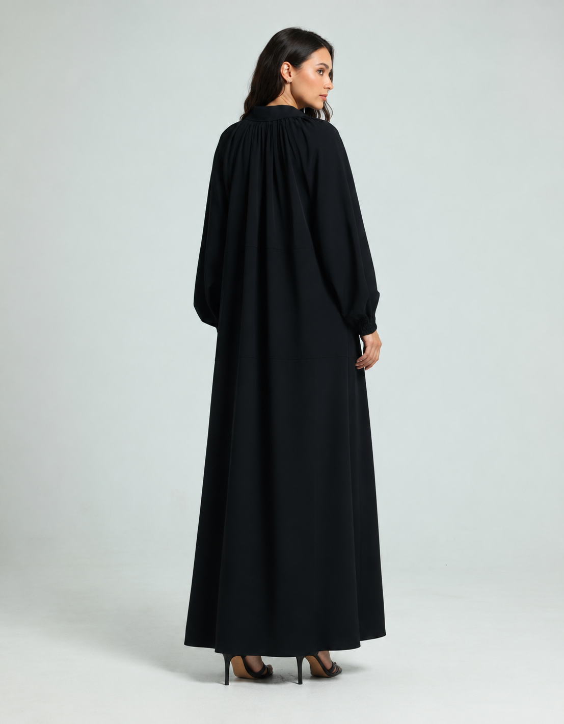 Oversized Crepe Coat Abaya - Black