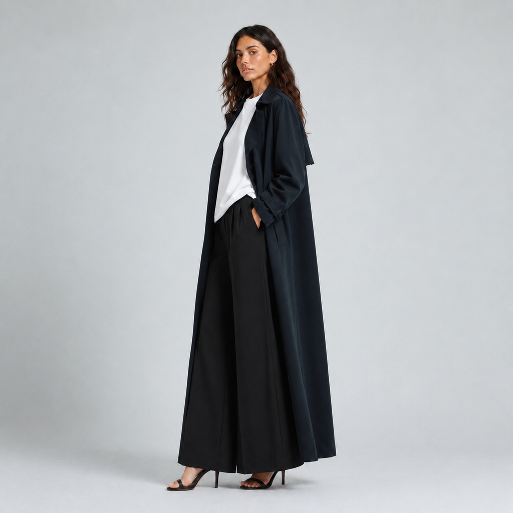 Trench Coat Abaya - Black