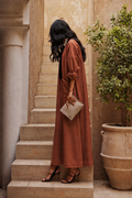 Contrast Oversized Abaya - Brick