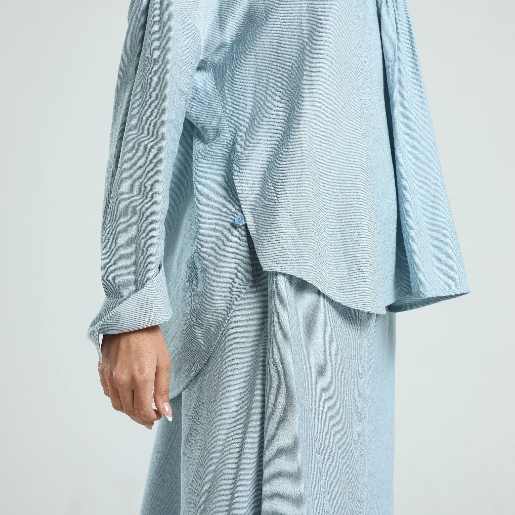 Soft Cotton Wide Leg Pants - Blue