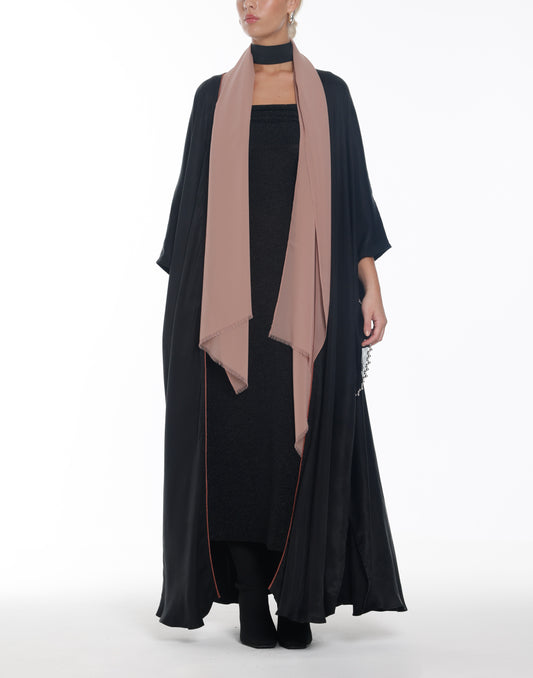 Black-Beaded Cupro Bisht Abaya