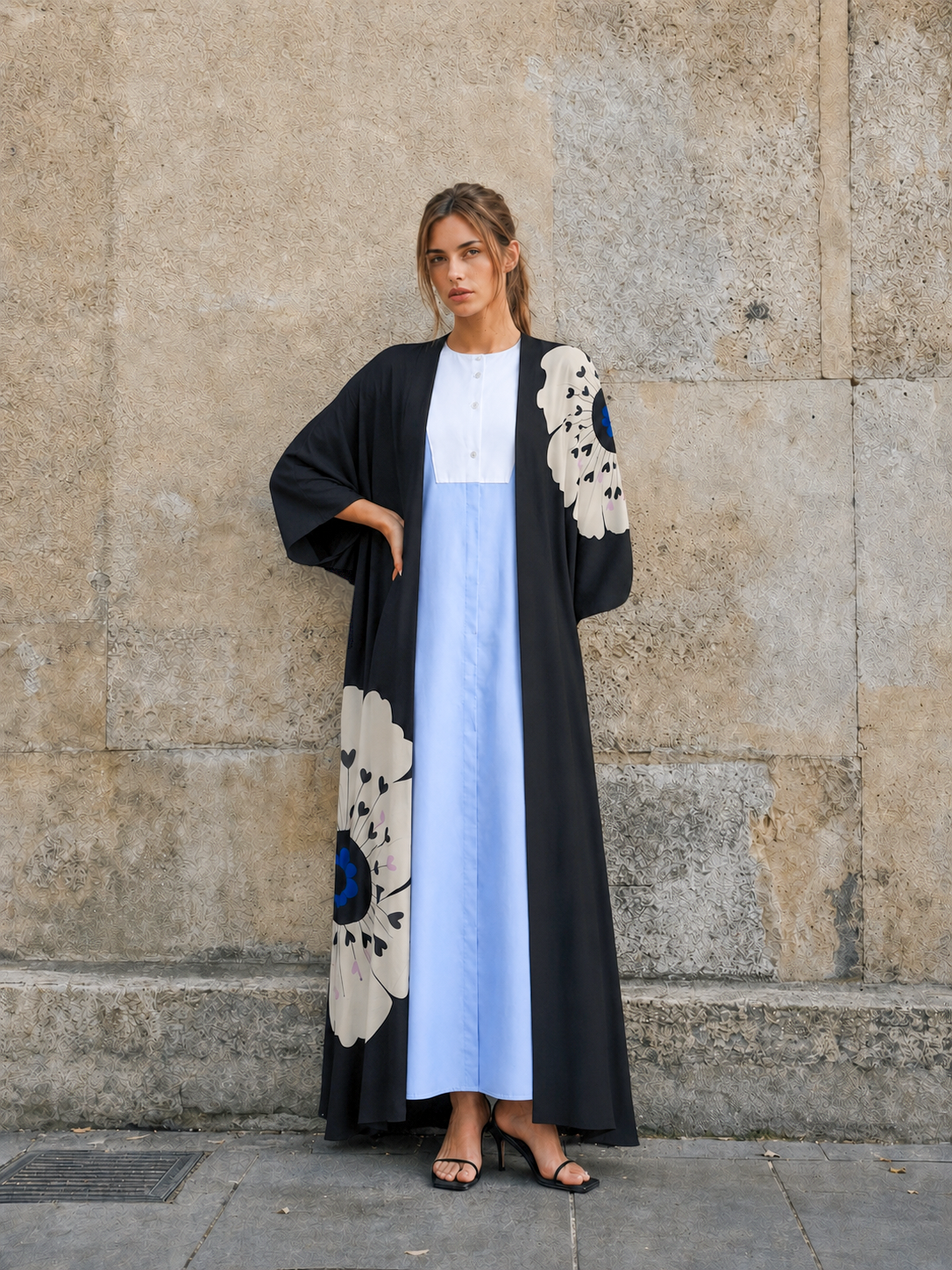 Big Flower Print Abaya