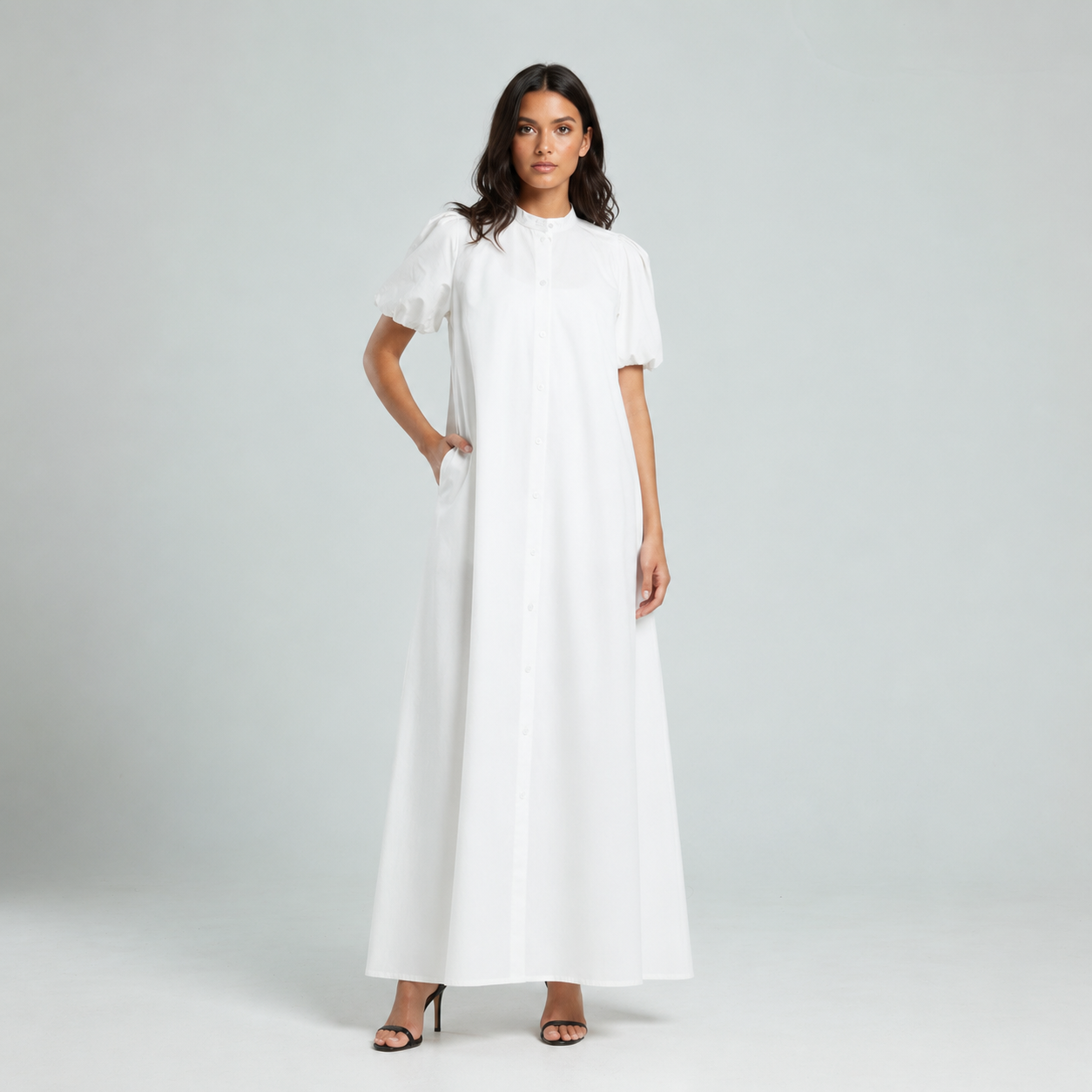 Cotton Poplin Shirt Dress - White