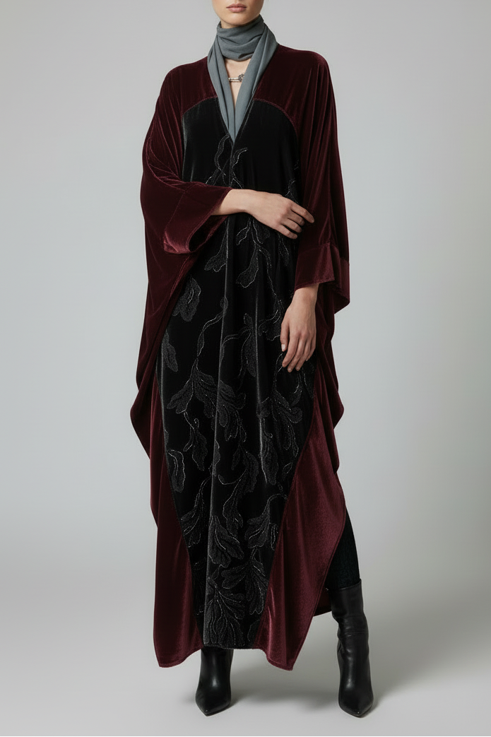 Layla Burgundy Abaya
