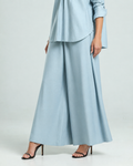 Soft Cotton Wide Leg Pants - Blue