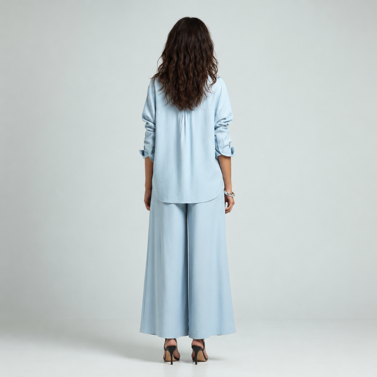 Soft Cotton Wide Leg Pants - Blue