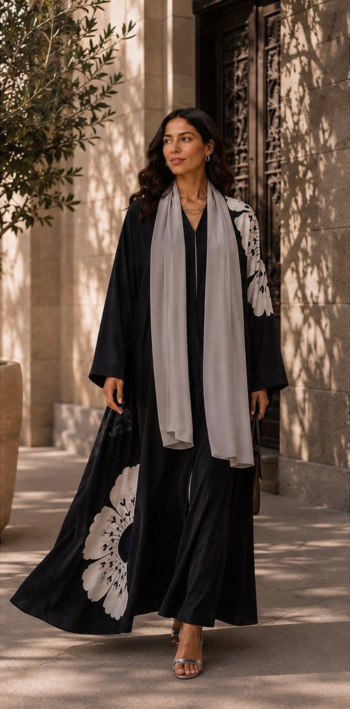 Big Flower Print Abaya