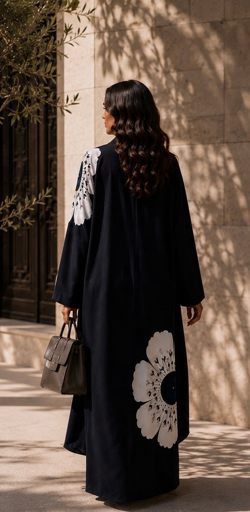 Big Flower Print Abaya