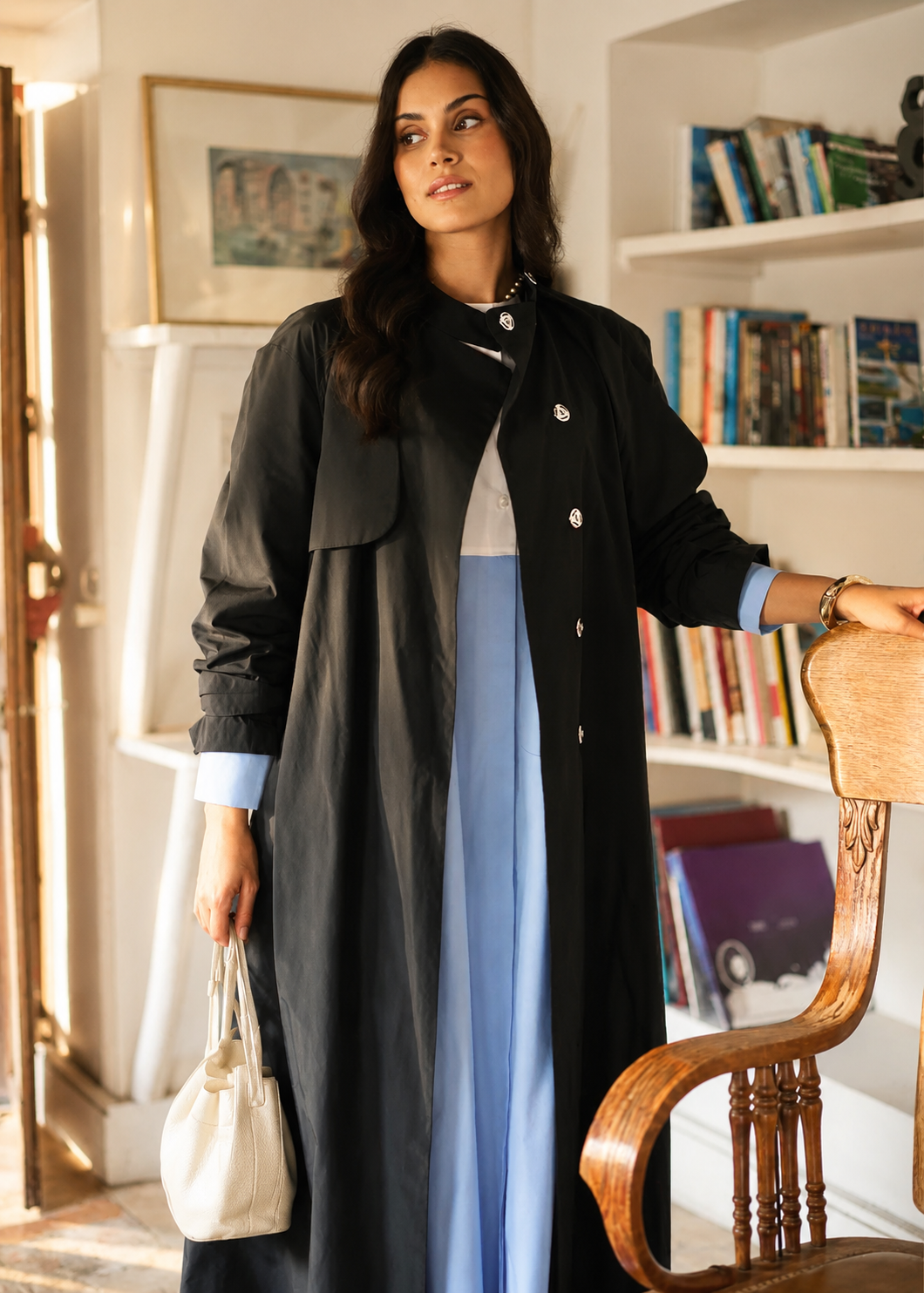 Trench Coat Abaya - Black