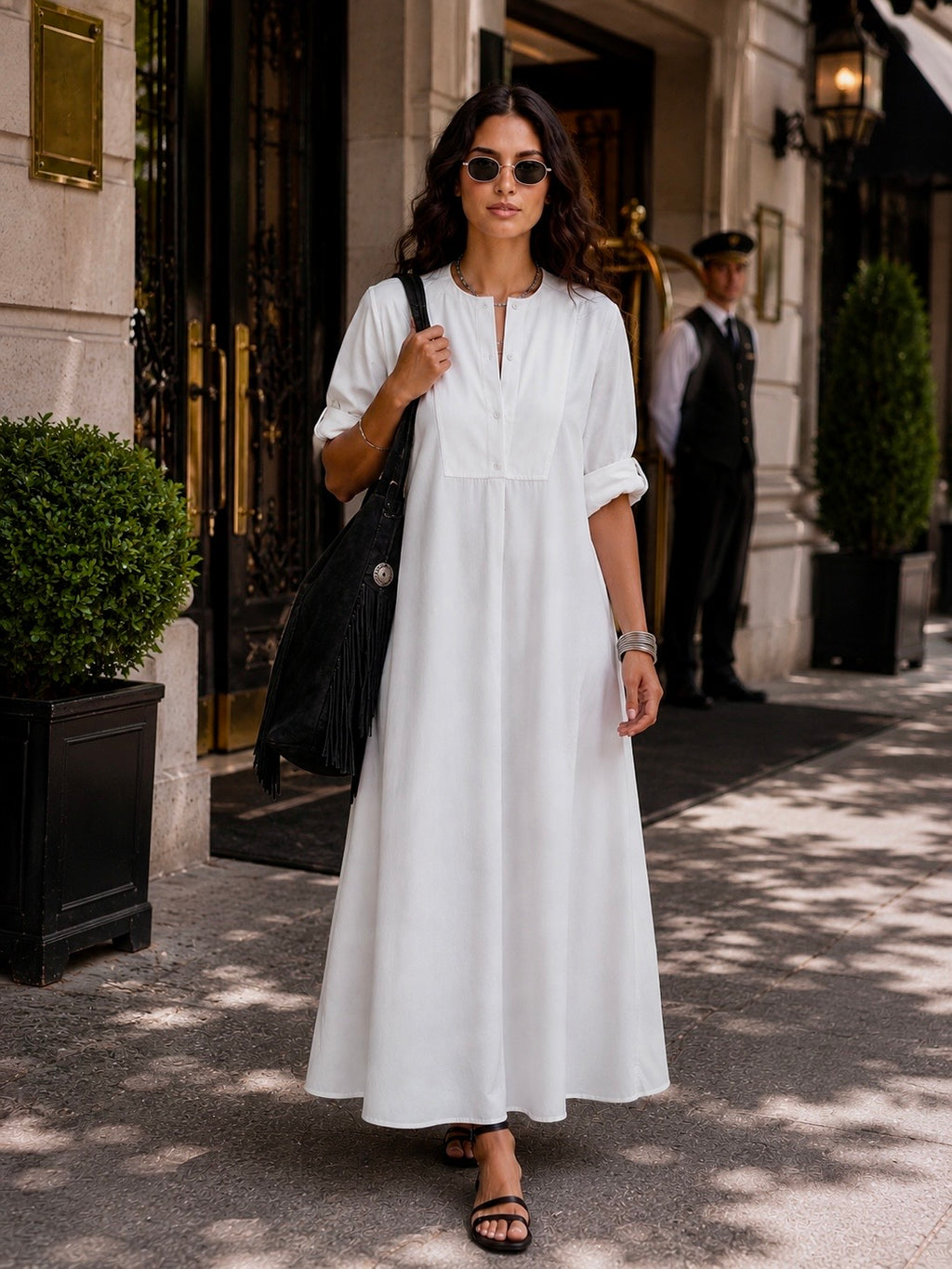 Tux Shirt Dress - White