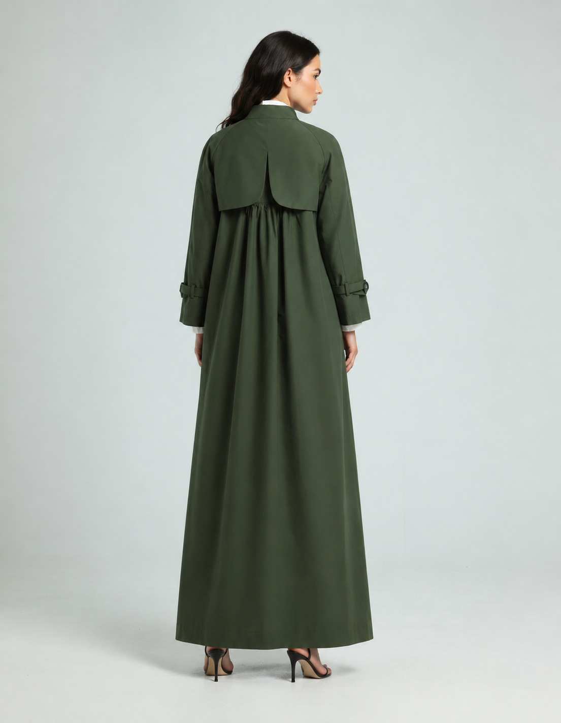 Trench Coat Abaya - Olive