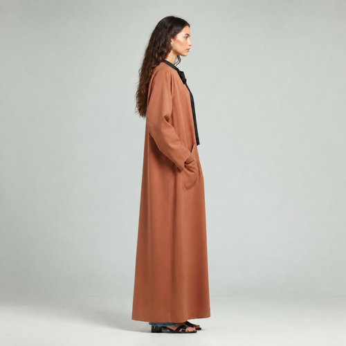 Contrast Oversized Abaya - Brick