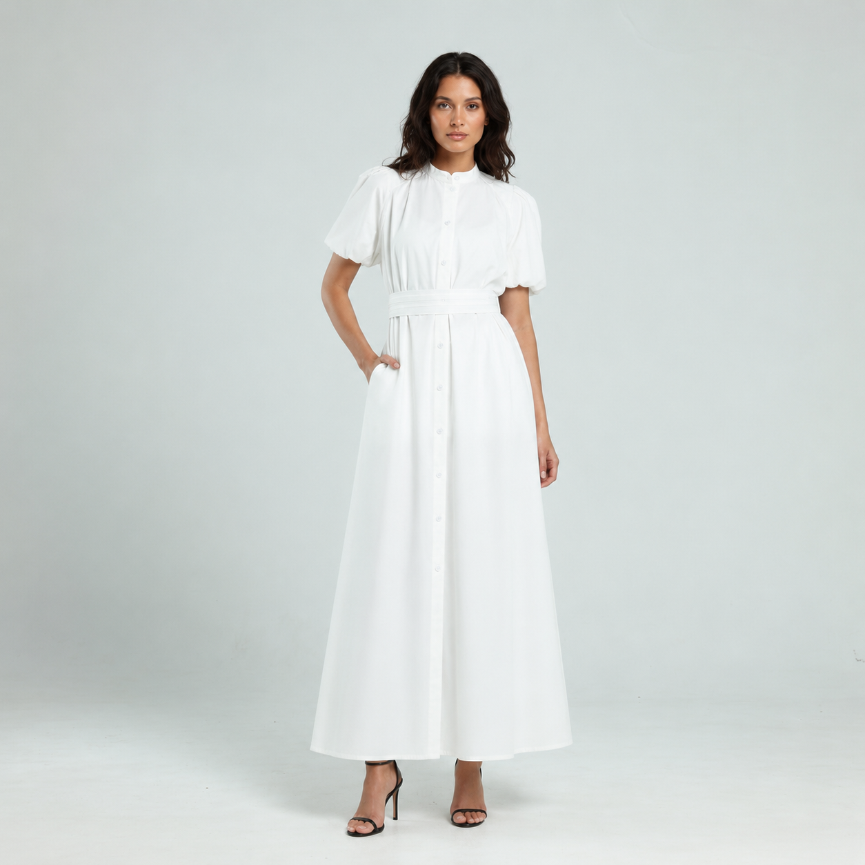 Cotton Poplin Shirt Dress - White