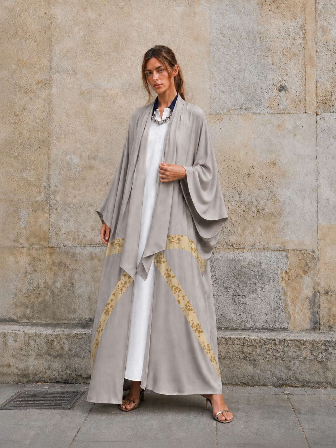 Stone Floral Signature Bisht