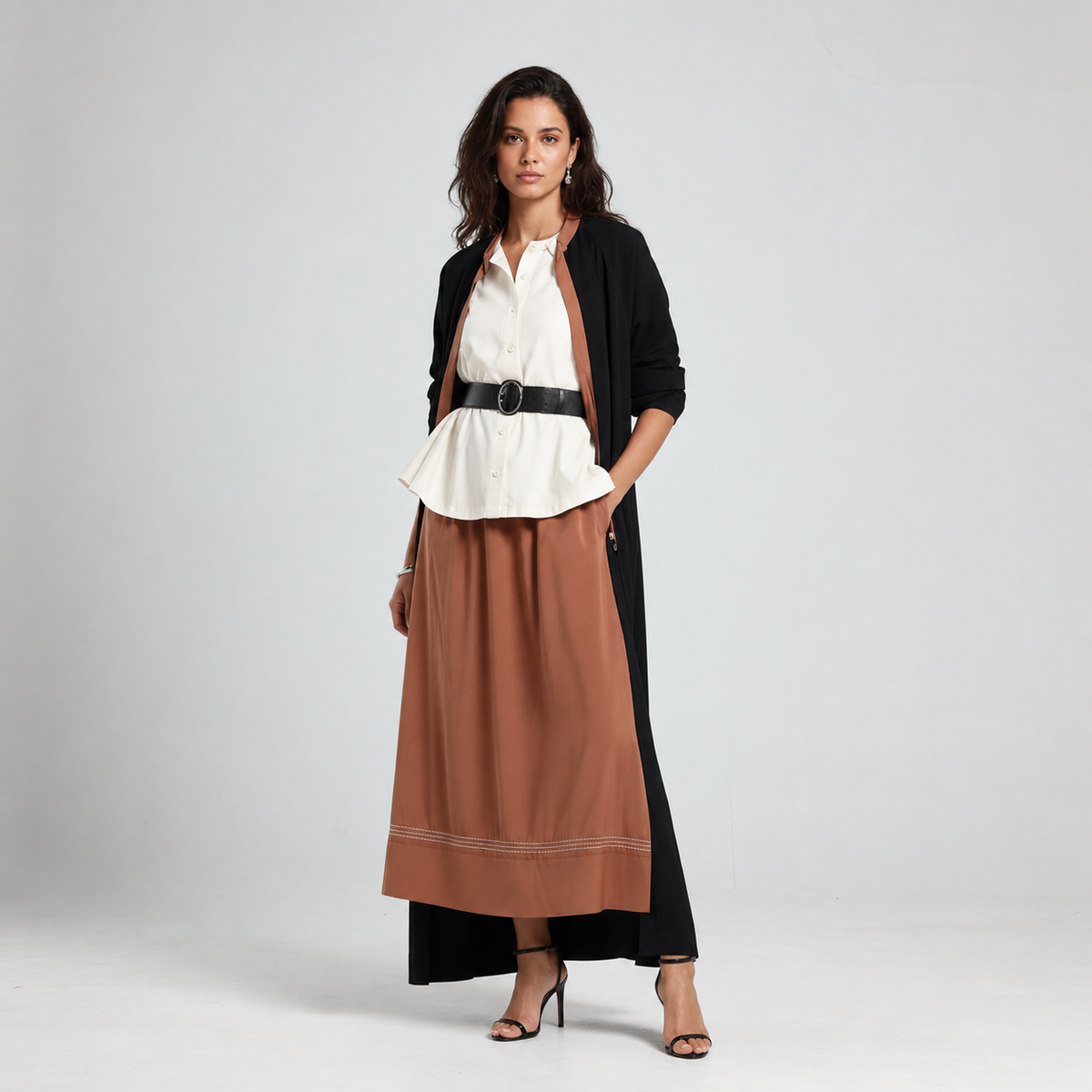Contrast Oversized Abaya - Black