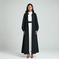 Drawstring Coat Abaya - Black