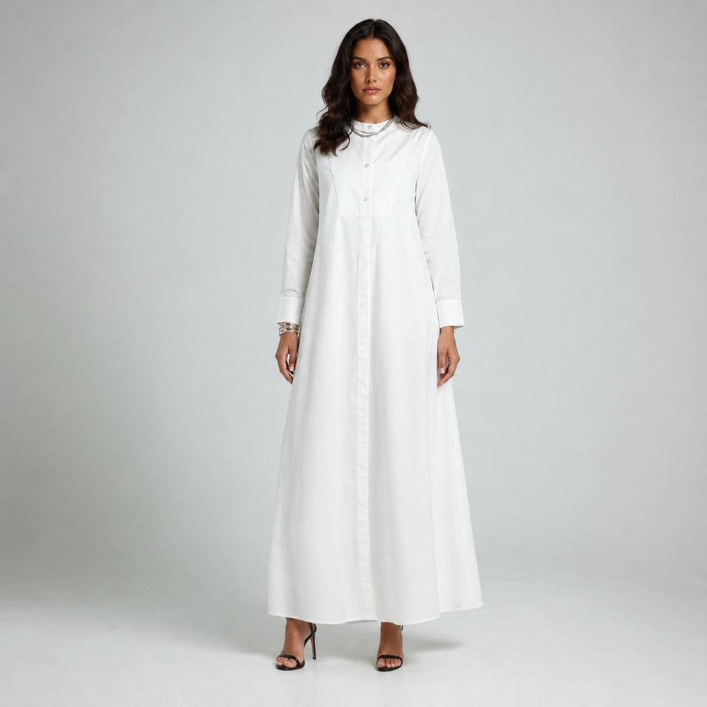 Tux Shirt Dress - White