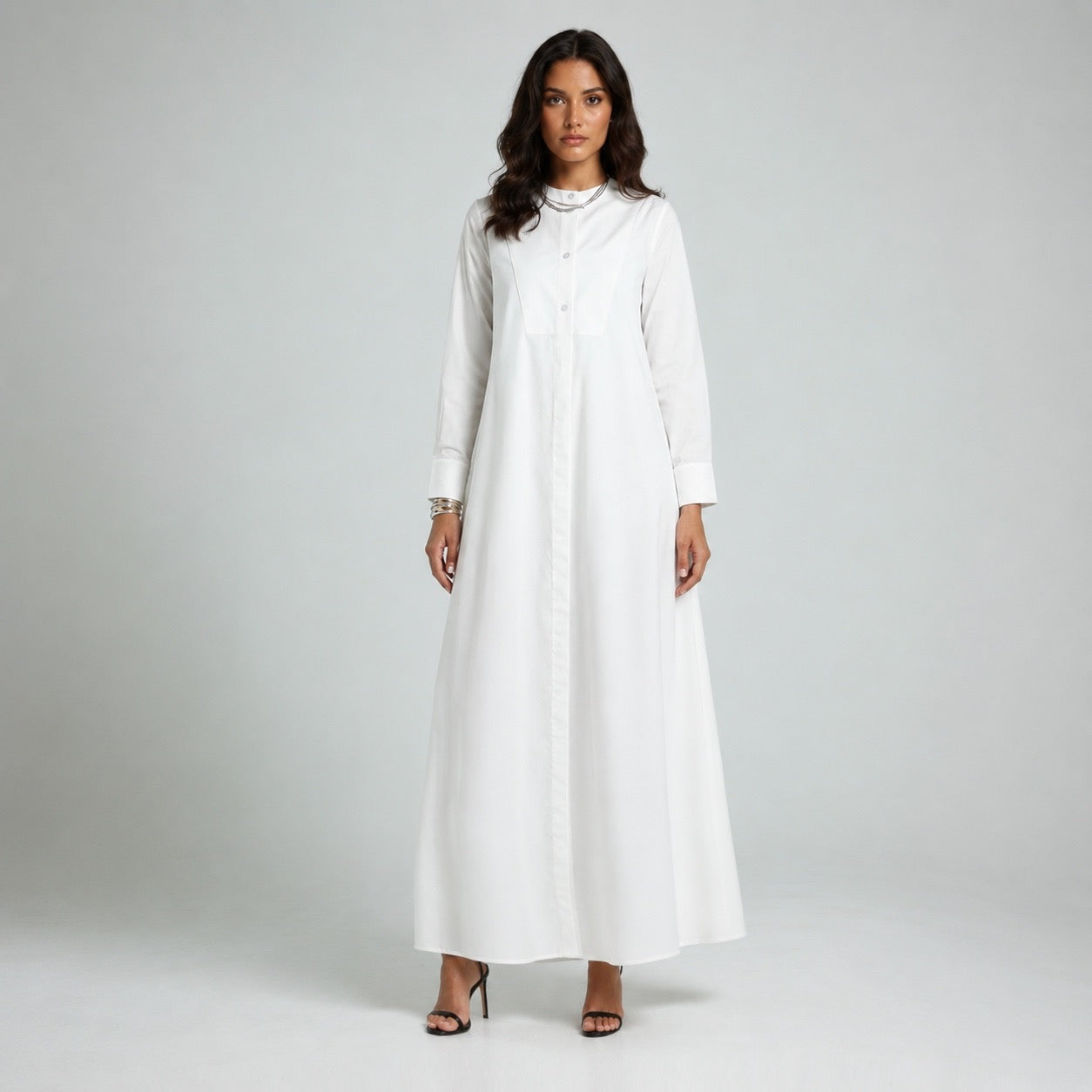 Tux Shirt Dress - White