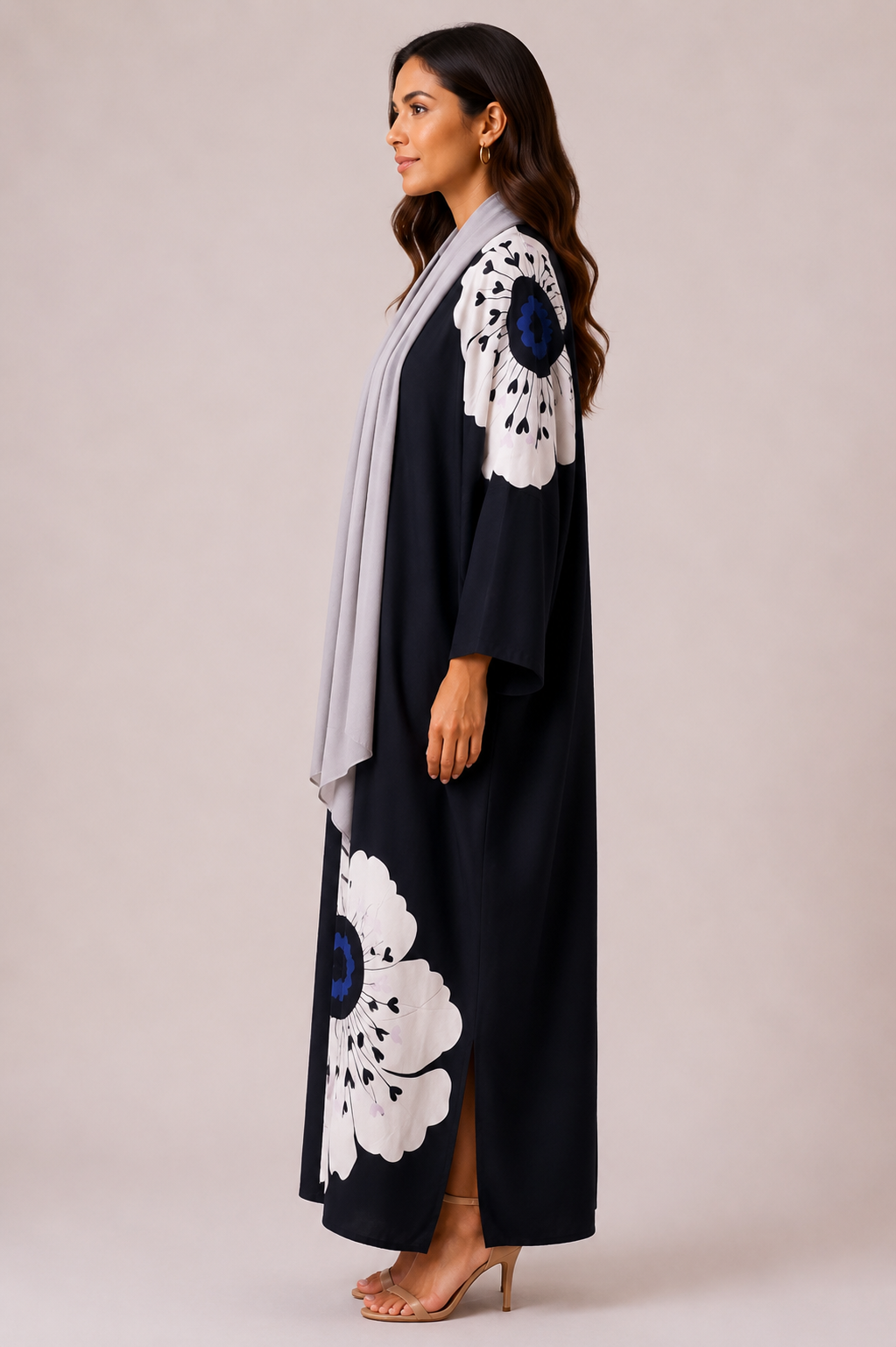 Big Flower Print Abaya