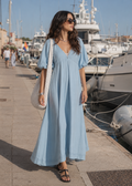 V Neck Kaftan - Blue
