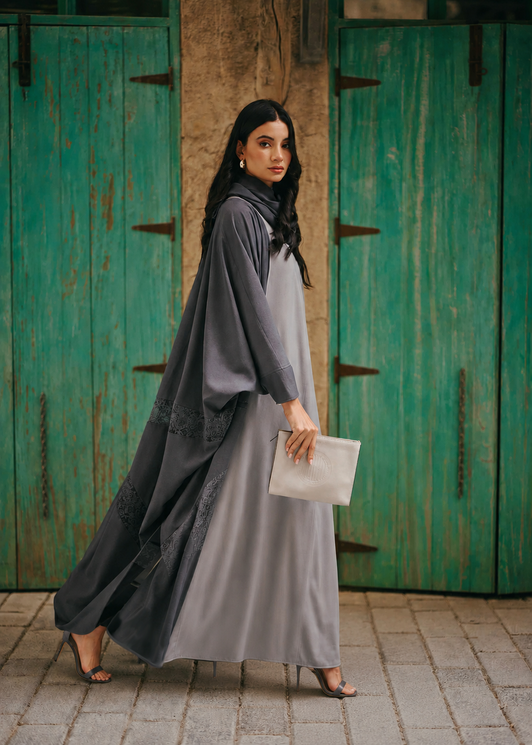 Lace Signature Bisht - Dark Gray