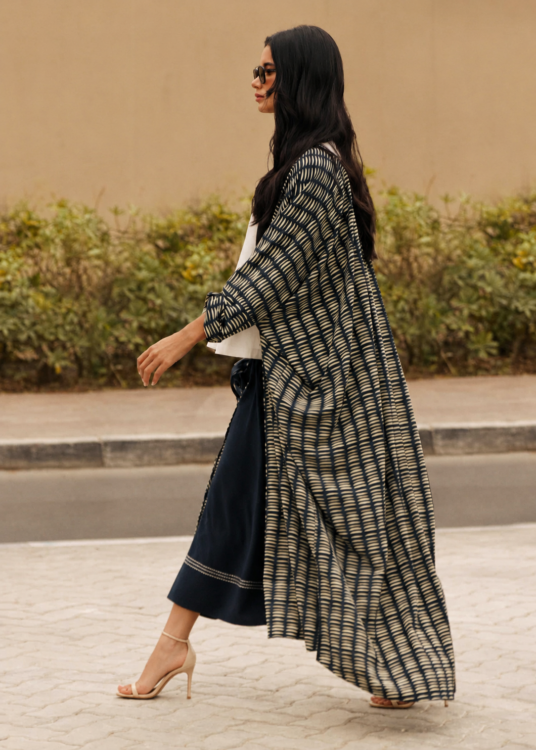 Half Moon Print Abaya - Black