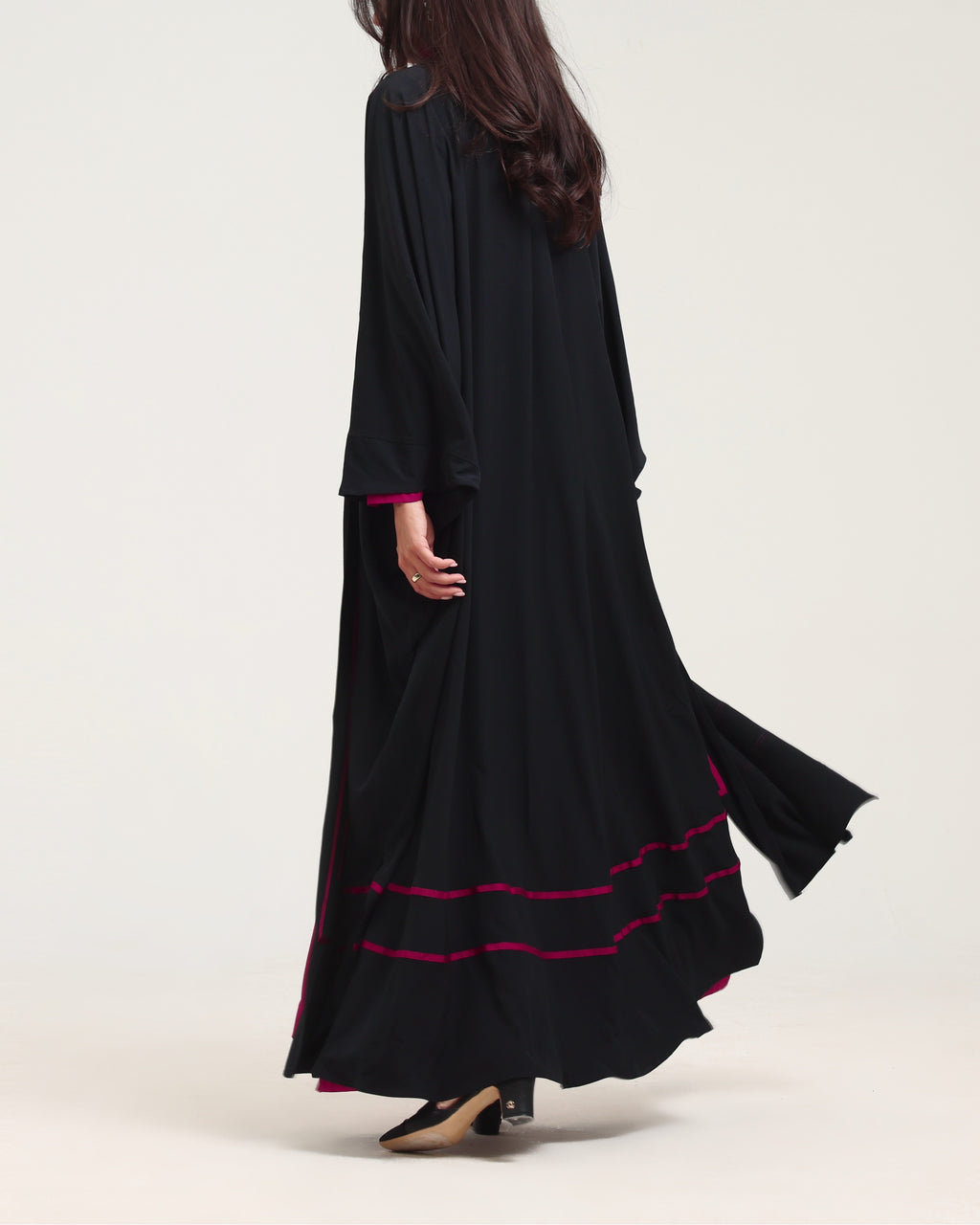 Signature Bisht with Cherry Ribbon design - Black