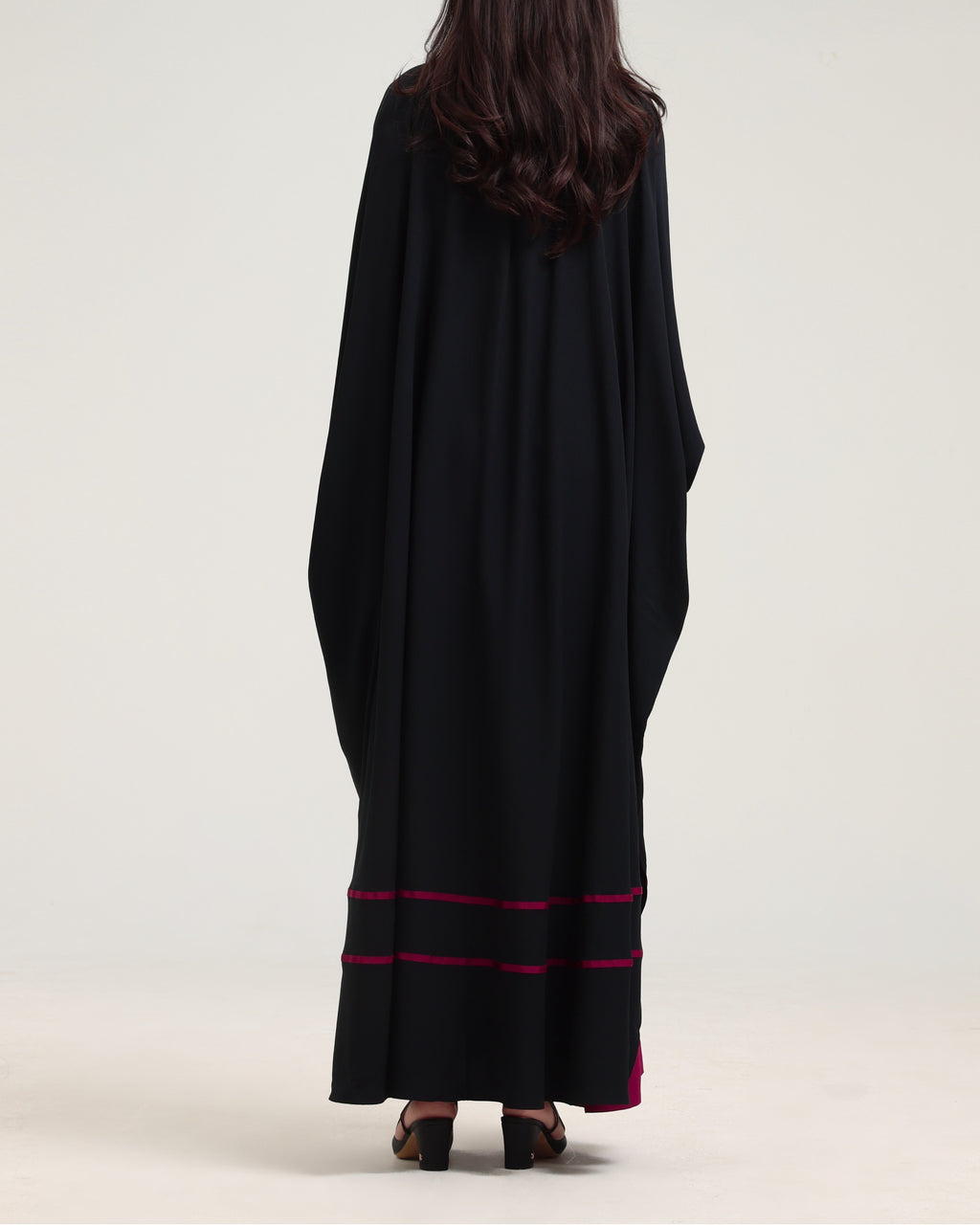 Signature Bisht with Cherry Ribbon design - Black
