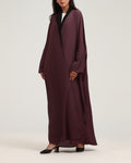 Striped Print Abaya- Dark Pink