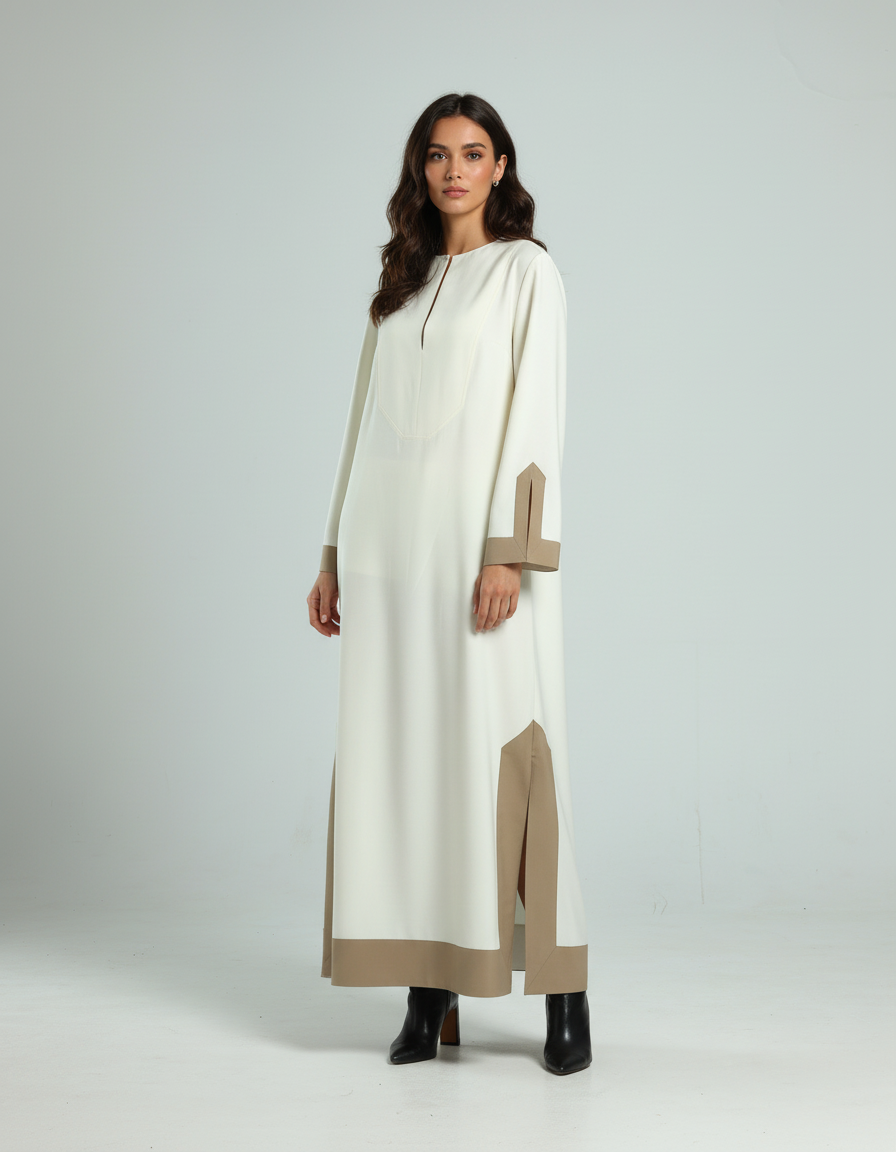 قفطان كلاسيكي - أبيض كريمي