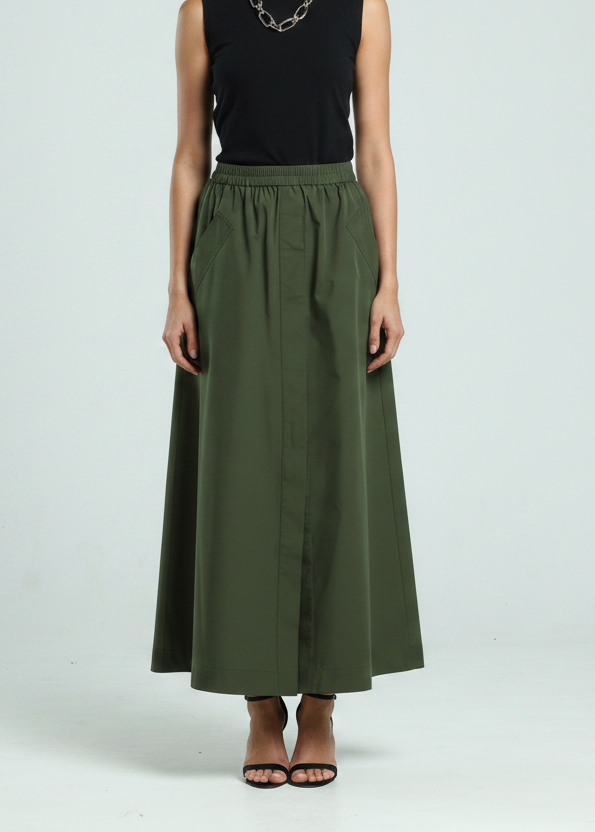 Cotton Poplin Skirt - Olive