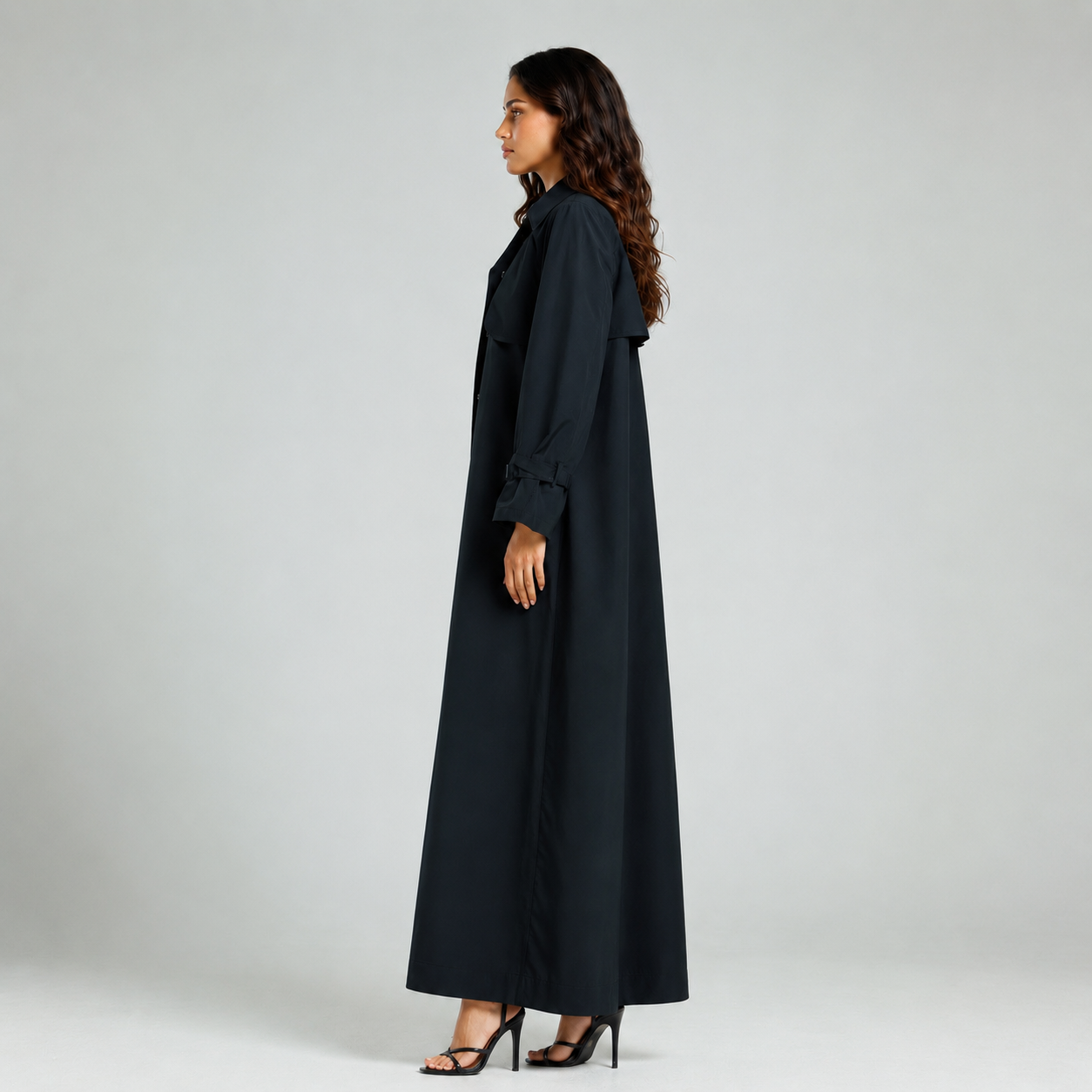 Trench Coat Abaya - Black
