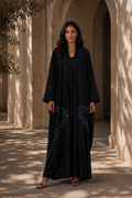 Black Floral Signature Bisht