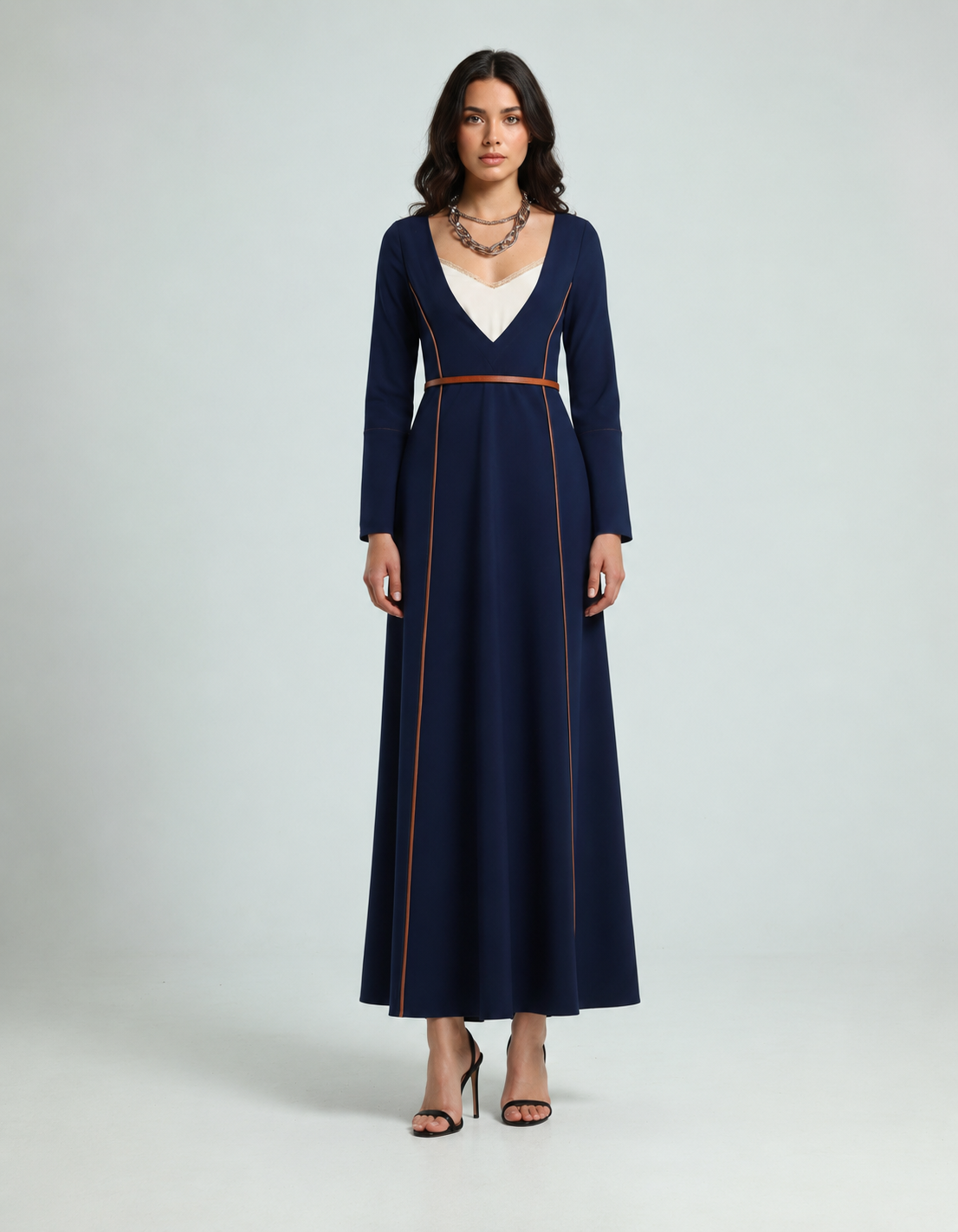 V Neck Dress - Navy