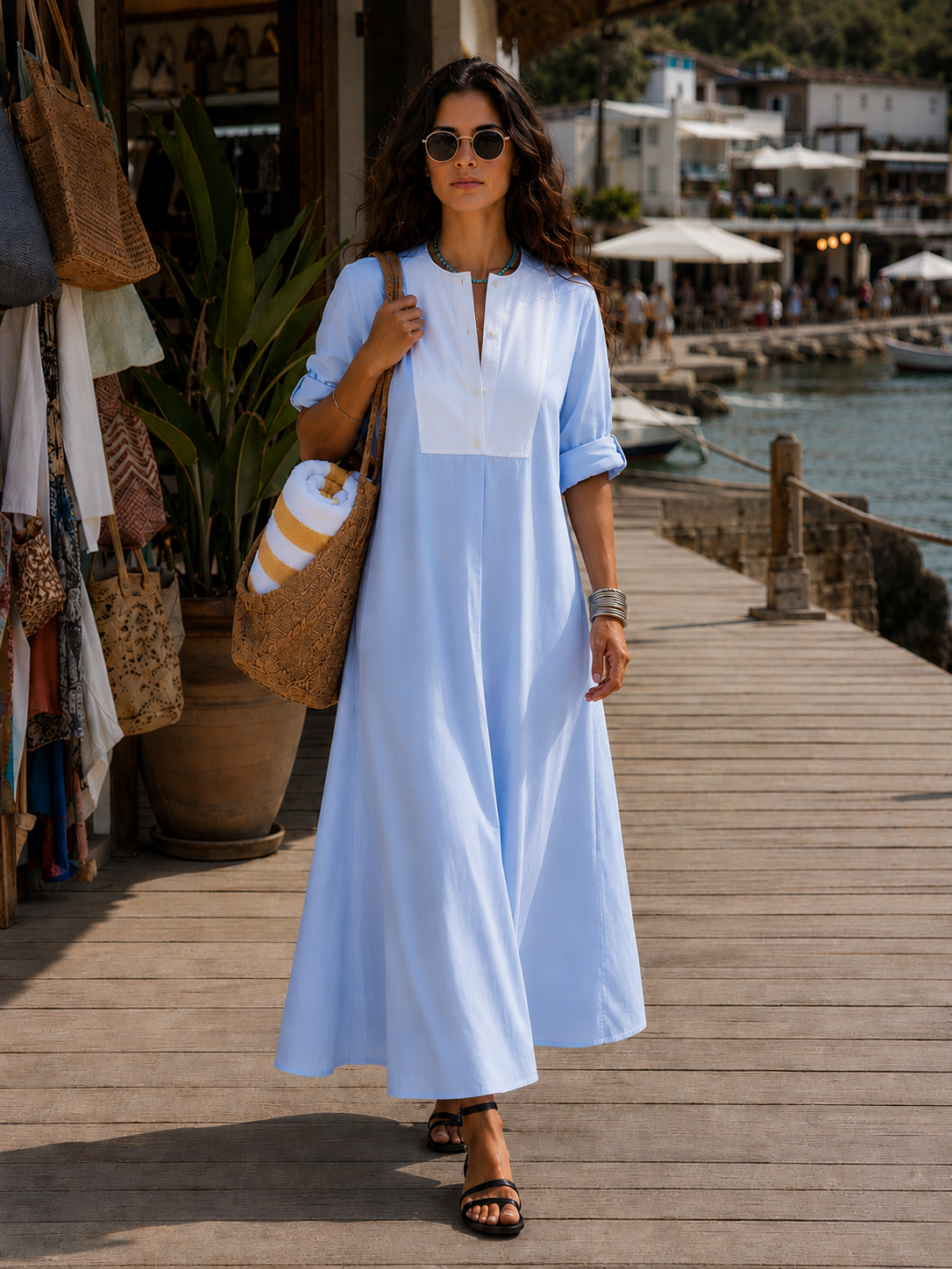 Tux Shirt Dress - Blue