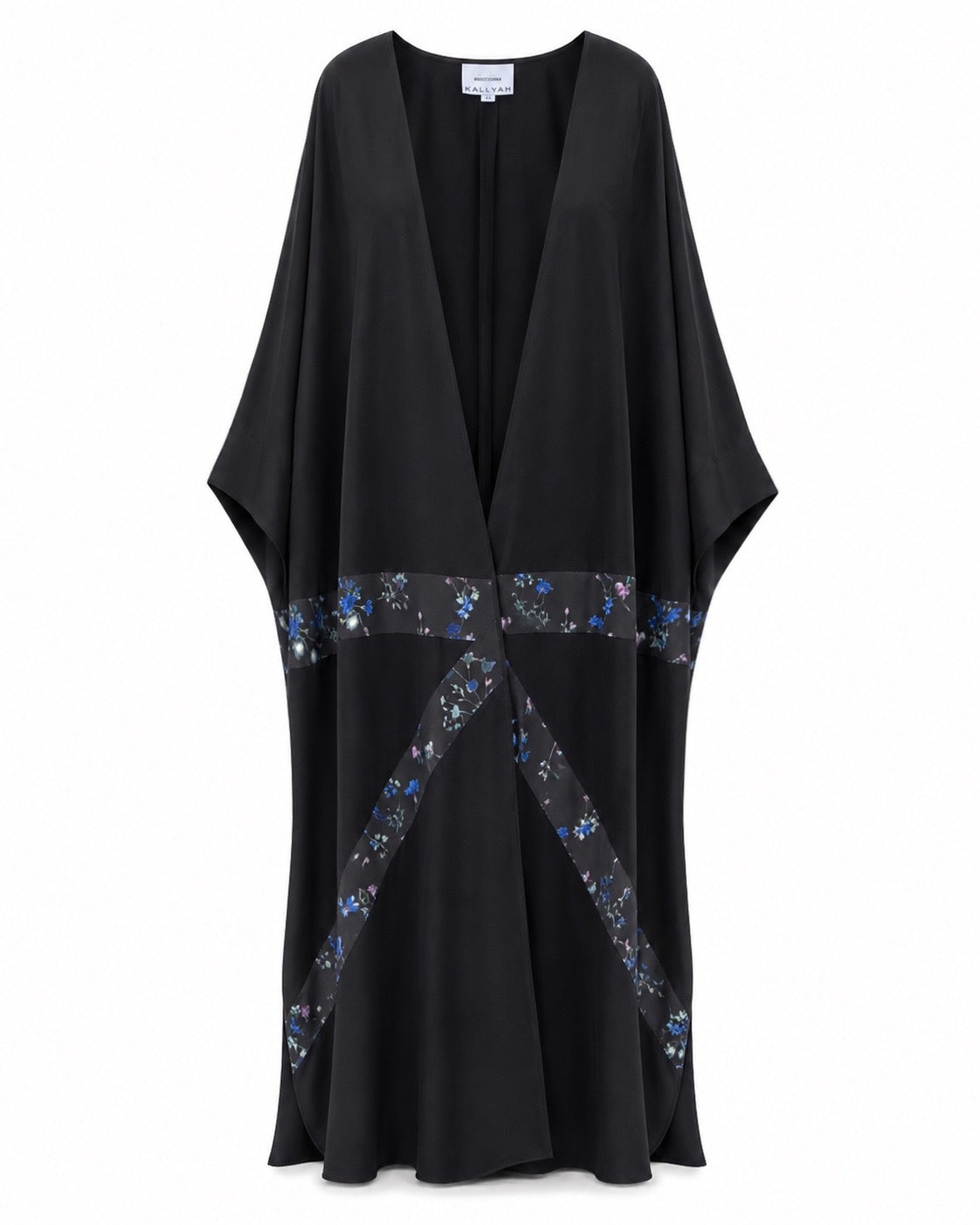 Black Floral Signature Bisht
