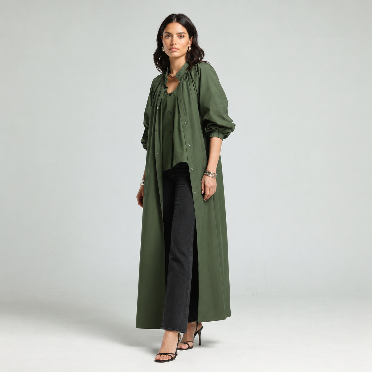 Poplin V Shirt - Olive