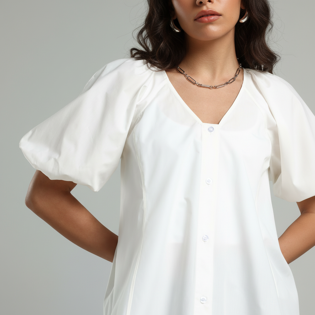 Poplin V Shirt - Off-White