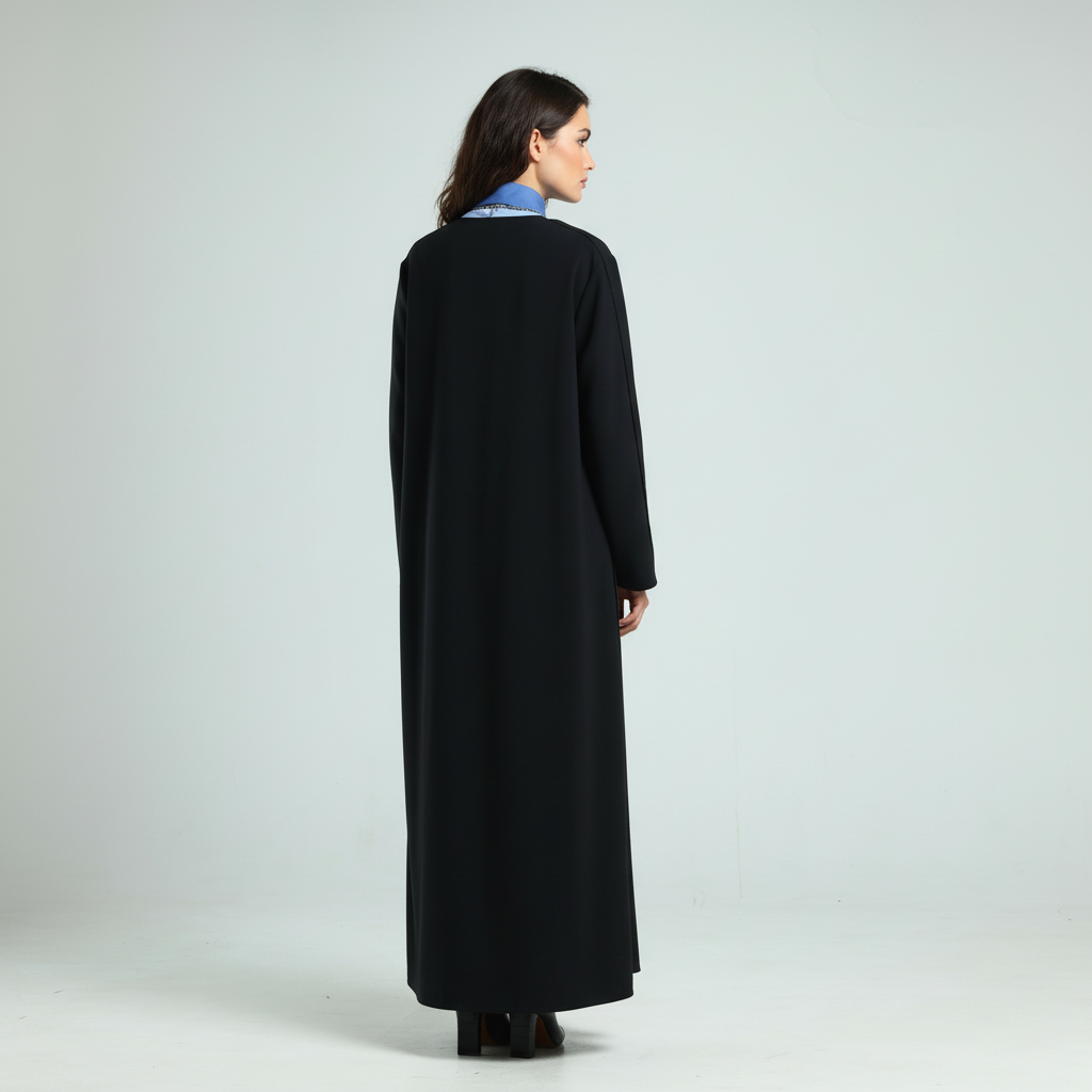 Simple Jacket Abaya - Black