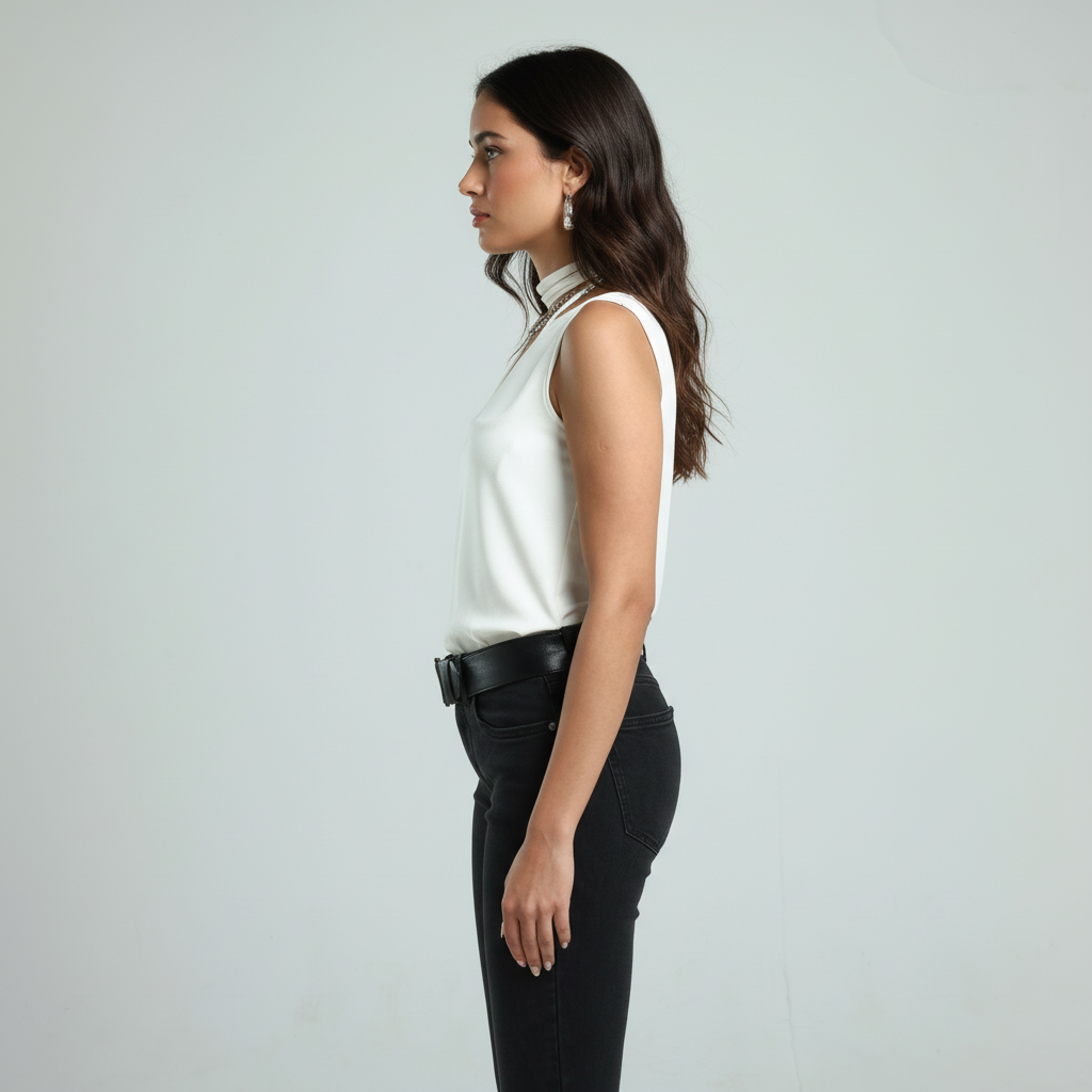 Neck Tie Tank Top - Off-White