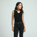 Neck Tie Tank Top - Black