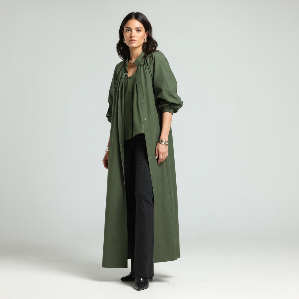 Poplin V Shirt - Olive