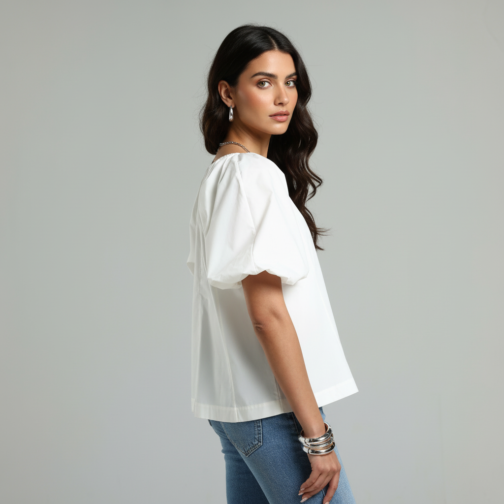 Poplin V Shirt - Off-White